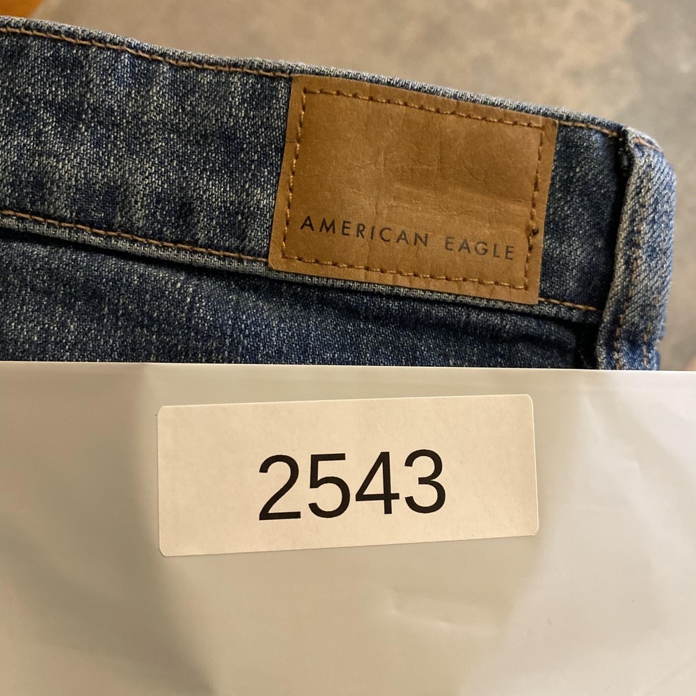 American Eagle Super High-Rise Baggy Wide Leg Jeans Womens 2 Short Blue Denim - Picture 14 of 14